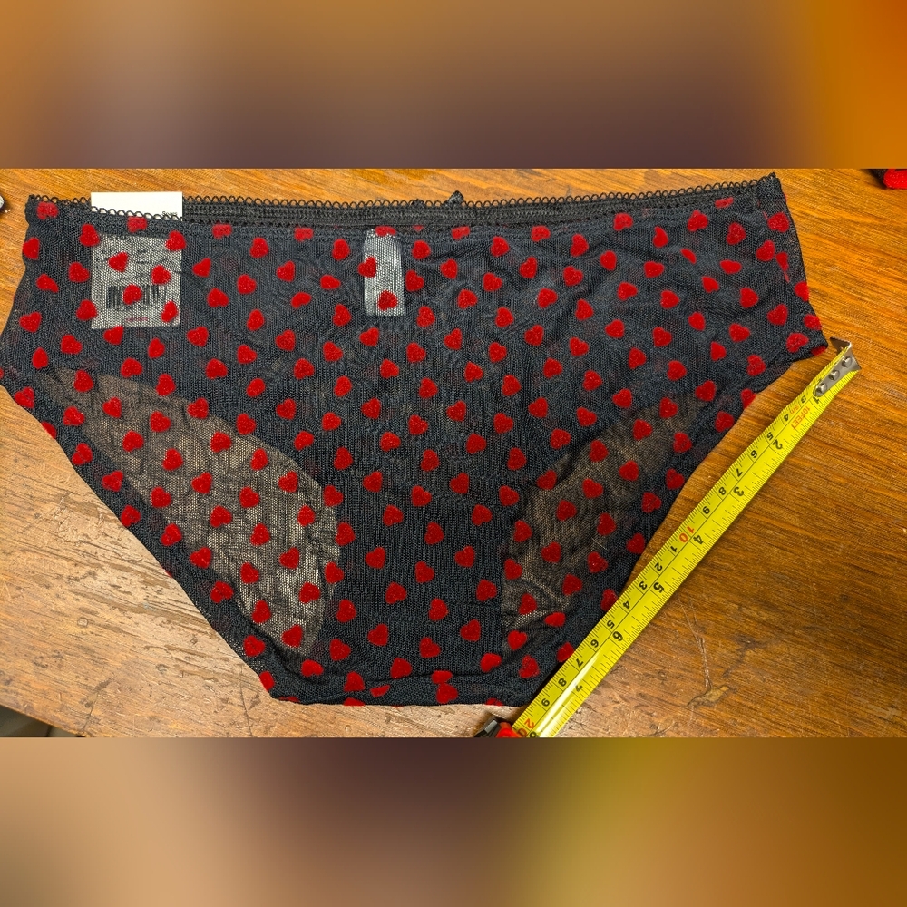 6M Joe Boxer Panties Intimates black net red hearts hipster underwear NEW - Picture 3 of 4